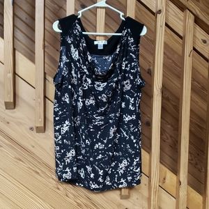 Motherhood Maternity Sleeveless Cowl Neck Top Black Tan Beige Cream Size 3x